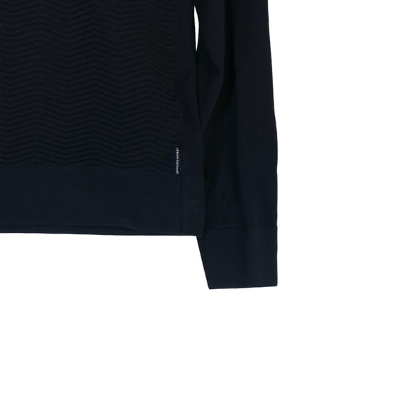 Armani Exchange Sweater Women Small Blue Ribbed Hoodie Pullover Wavy Knit - Picture 4 of 6